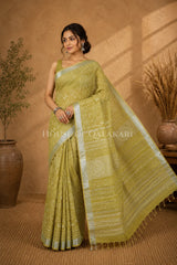 linen cotton saree 493 side pose