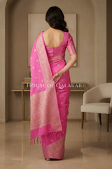 moonga silk saree back pose