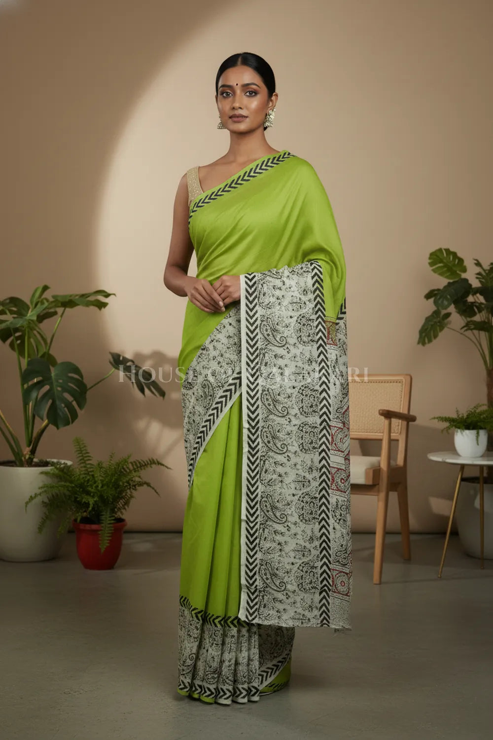 chennuri silk kalamkari saree 0447 front pose