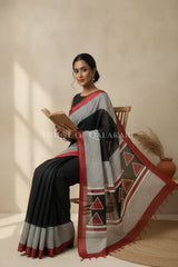 linen cotton saree 482 sitting pose