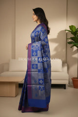 mulmul cotton patola saree side pose