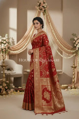 Double Katan Silk Saree side pose