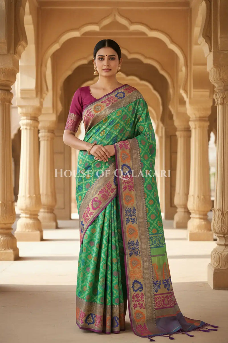georget silk saree front pose