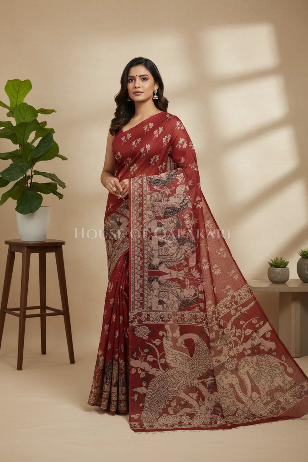 kota cotton kalamkari saree 0452 front pose