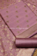 Banarasi Cotton Silk blend Unstitched Dress Material in Rose Pink colour with Intricate Zari Diamond Buti – product