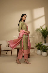 chanderi cotton dress material side pose