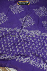 Pure Cotton Purple Floral Hand Block Print Unstitched Suits