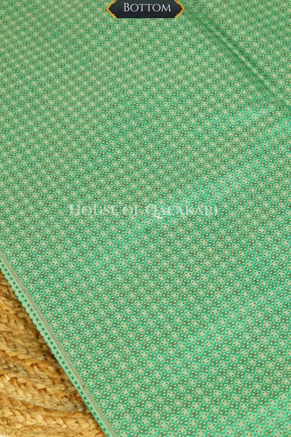 Chanderi Cotton Banarasi Unstitched Dress Material- Sea Green Jacquard Design