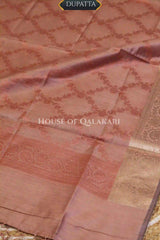 Banarasi Chanderi Cotton Unstitched Dress Material in Copper rose and with matching floral vine jaal dupatta – dupatta