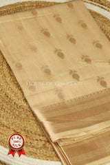 Champagne Gold Banarasi Chiniya Pure Silk saree with Zari Buti & Border