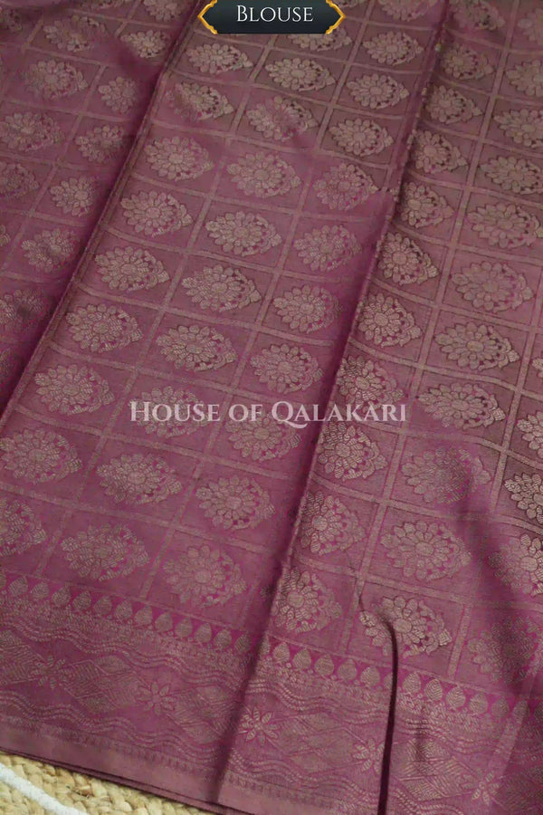Banarasi Cotton Saree in Royal Jamun Purple with resham Paisley leaf buti