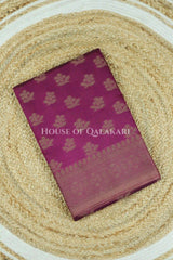 Banarasi Cotton Saree in Royal Jamun Purple with resham flower leaf buti