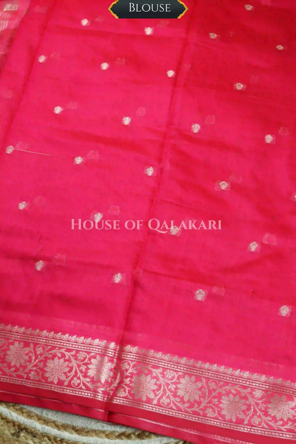 Banarasi Cotton Sarees with Zari Border and subtle pallu in Pink