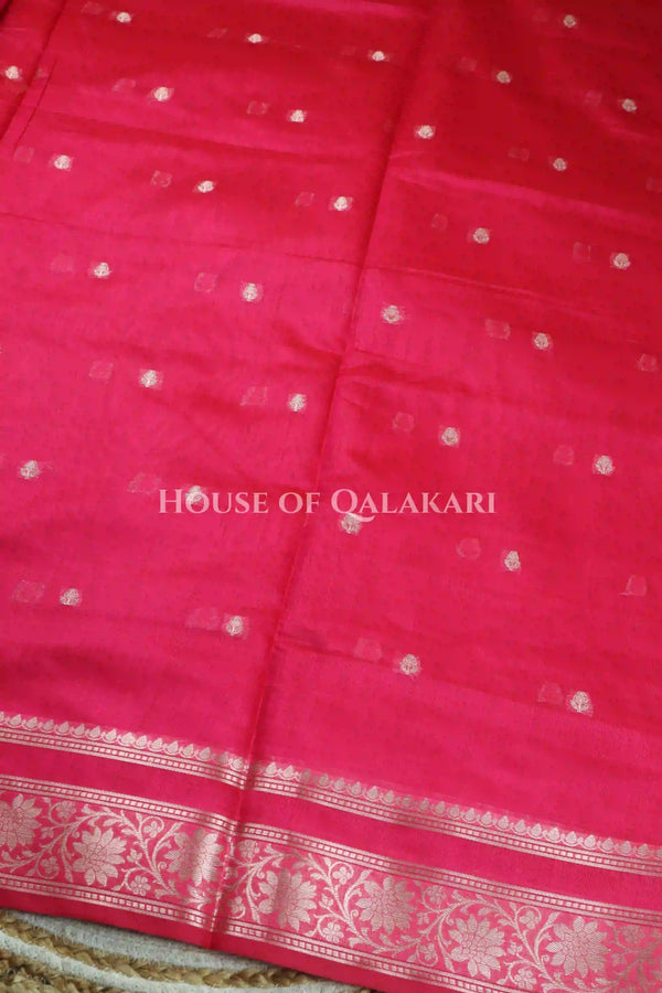 Banarasi Cotton Sarees with Zari Border and subtle pallu in Pink