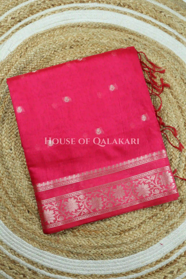 Banarasi Cotton Sarees with Zari Border and subtle pallu in Pink