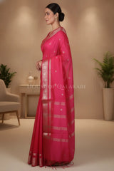 Banarasi Cotton Sarees with Zari Border and subtle pallu in Pink