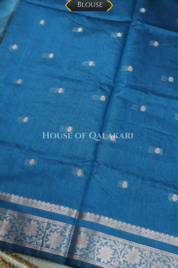 Banarasi Cotton Sarees with Zari Border and subtle pallu in Blue