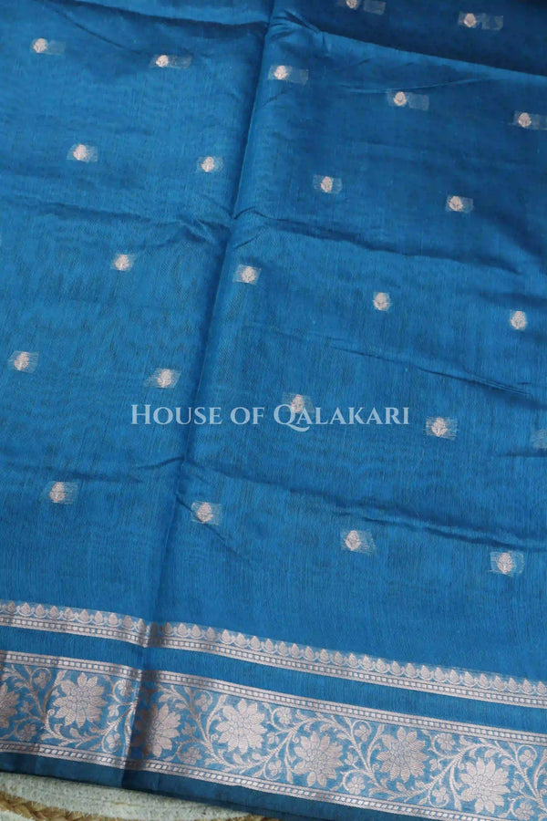 Banarasi Cotton Sarees with Zari Border and subtle pallu in Blue