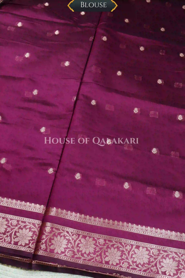 Banarasi Cotton Sarees with Zari Border and subtle pallu in wine