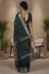 Banarasi Cotton Sarees with Zari Border and subtle pallu in Black