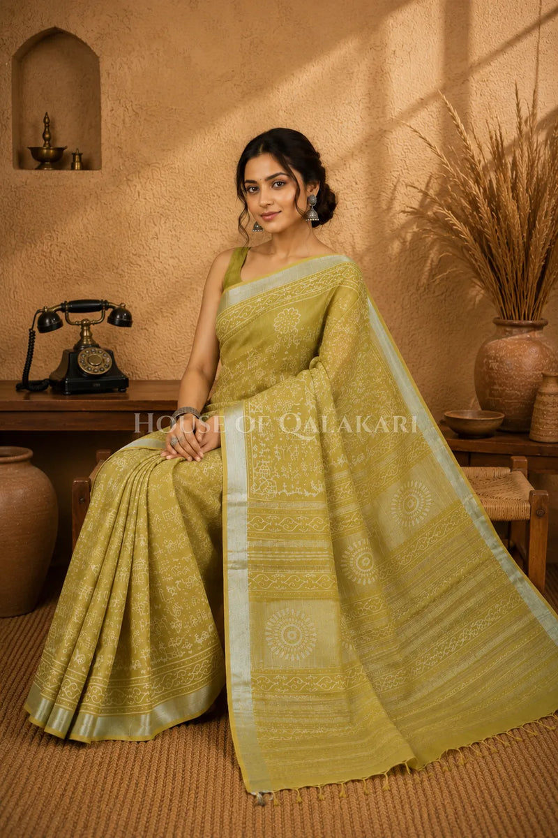 linen cotton saree 493 5sitting pose