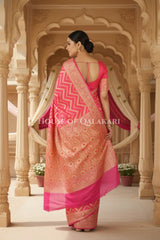 Khaddi Georget Silk Saree Back Pose