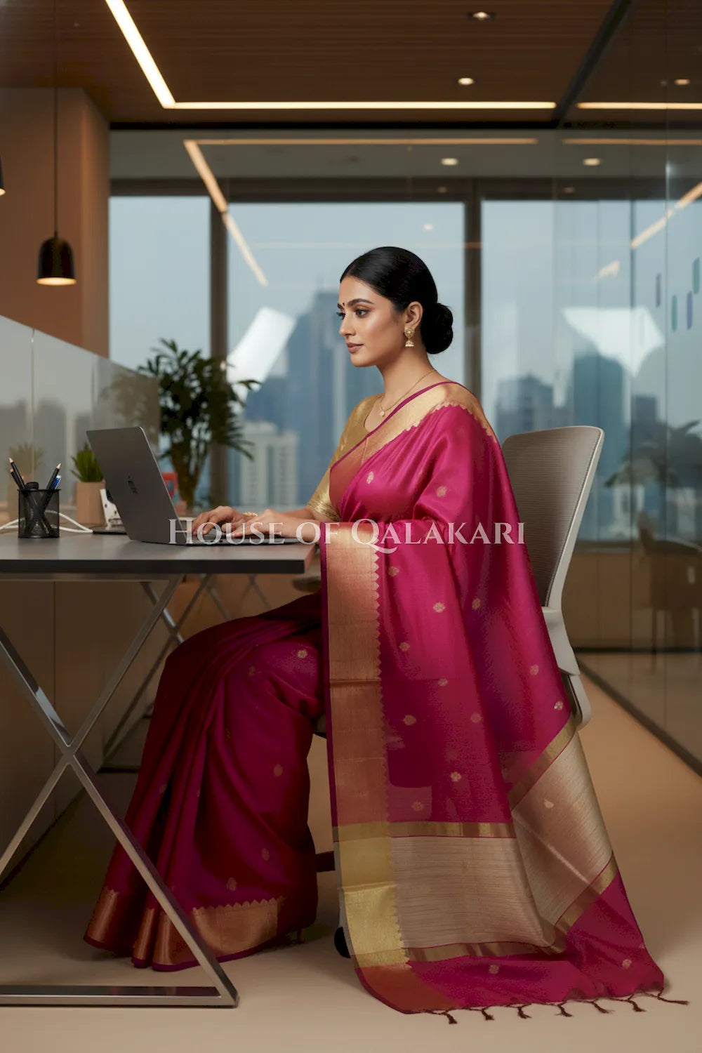 cotton saree 0346 office pose1