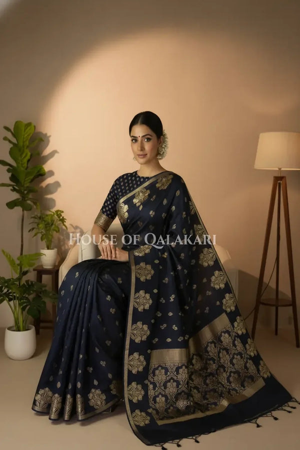 Monga Silk Saree sitting pose