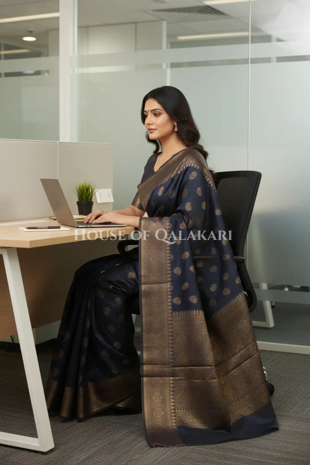 cotton saree office pose