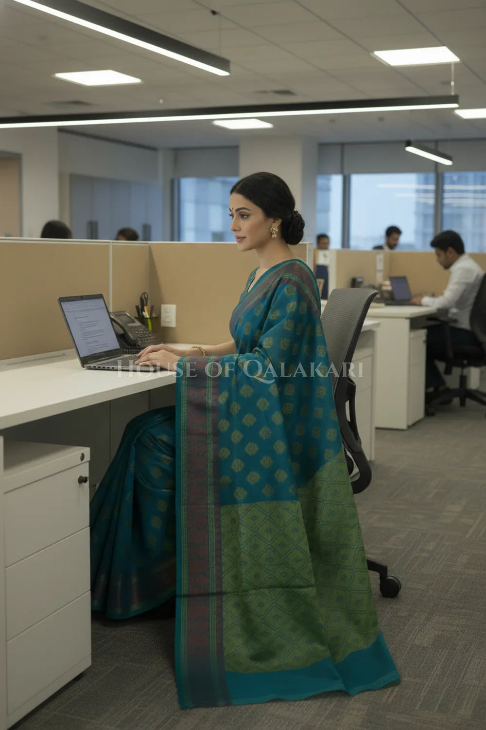 mulmul cotton patola saree 0422 office pose