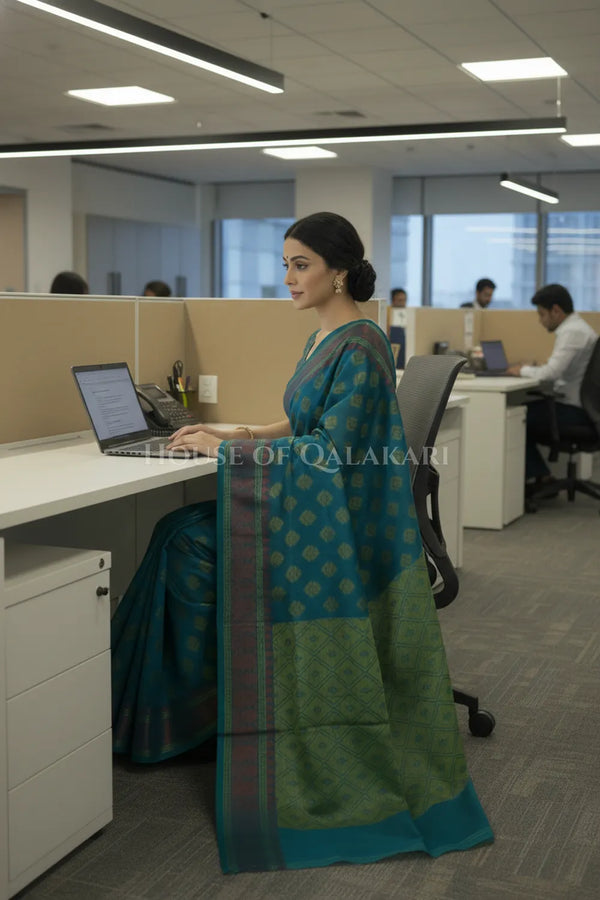 mulmul cotton patola saree 0422 office pose
