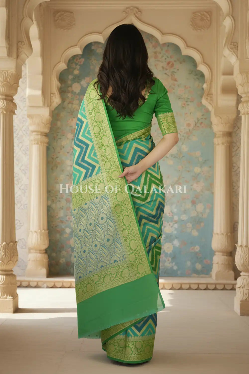 Khaddi Georget Silk Saree Back Pose