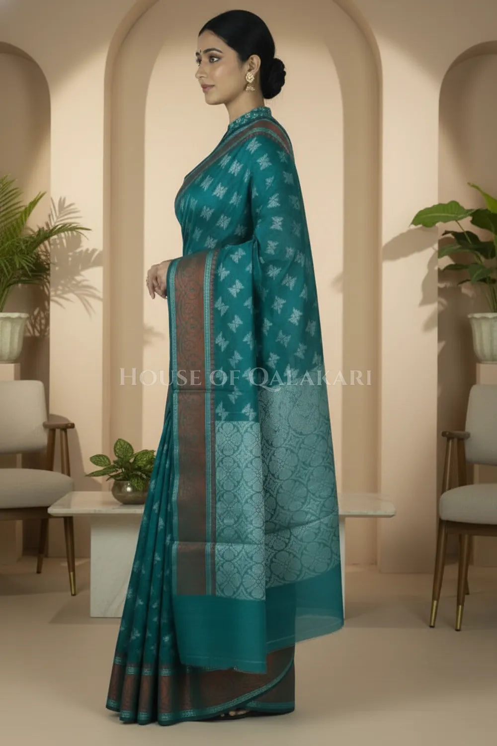 mulmul cotton patola saree 0436 side pose