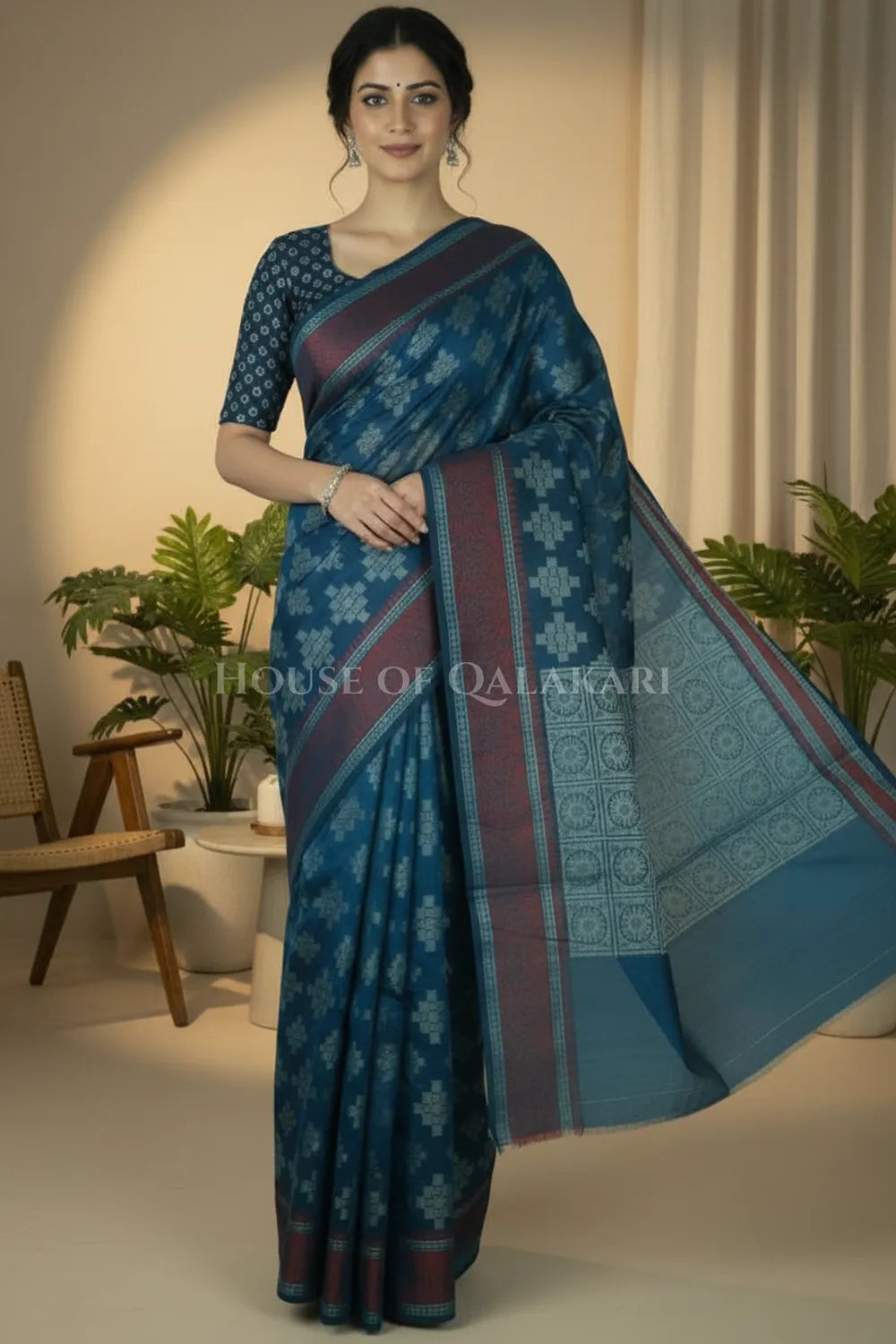 mulmul cotton patola saree 0440 front pose