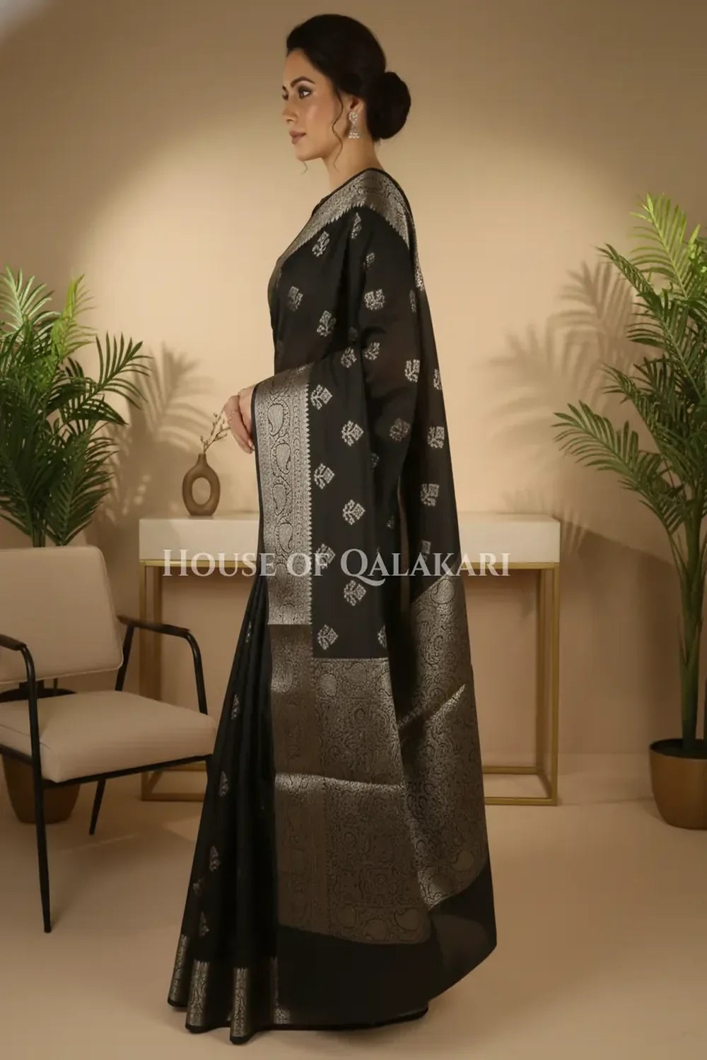 Monga Silk Saree side pose