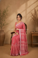 linen cotton saree 489 sitting pose