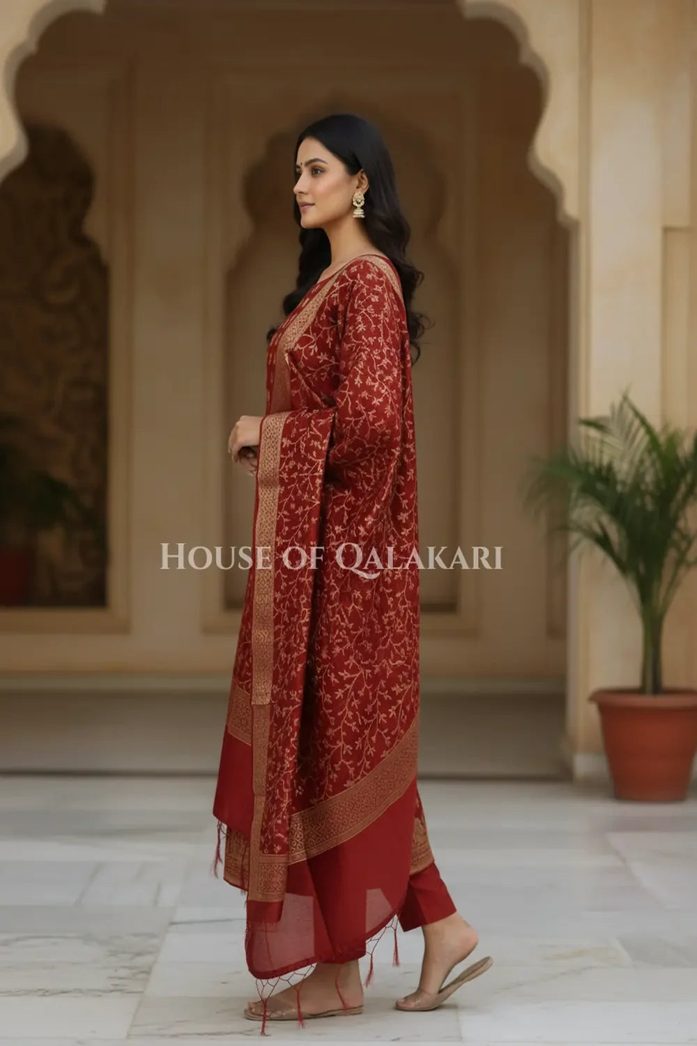 cotton silk blend dress material 0207 side pose 