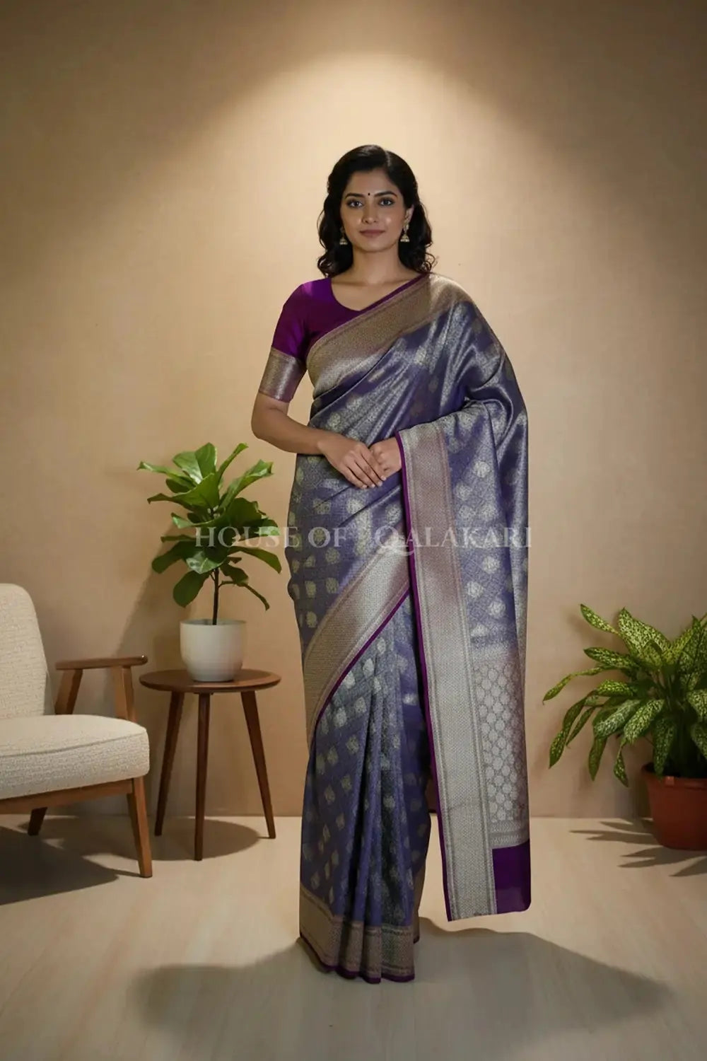 georget silk saree front pose