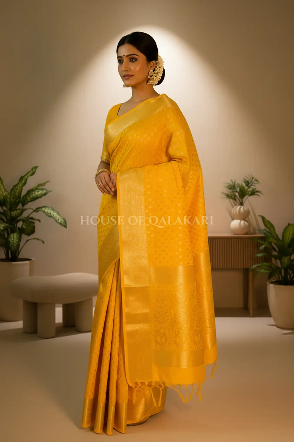 monga pure silk saree side pose