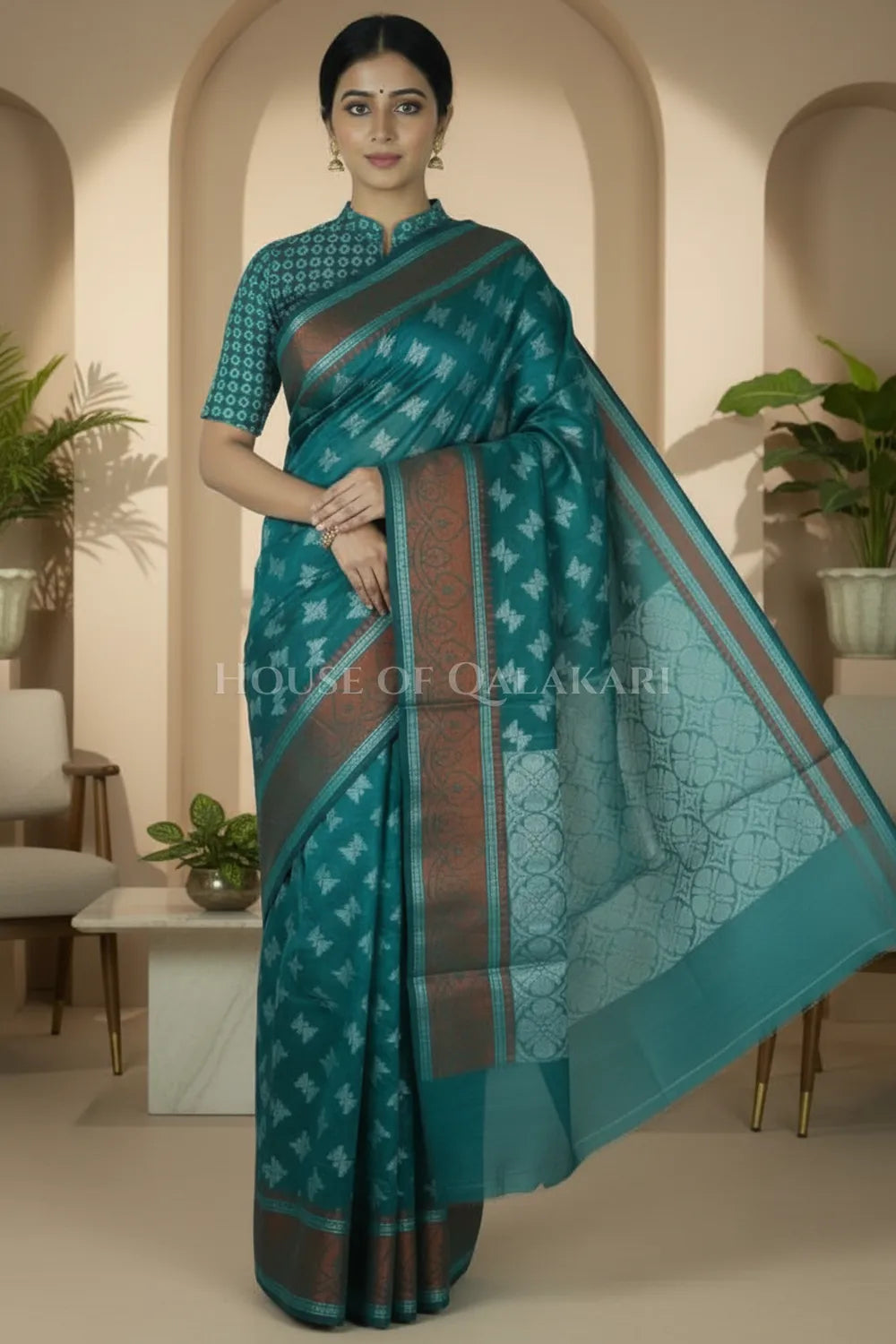 mulmul cotton patola saree 0436 front pose
