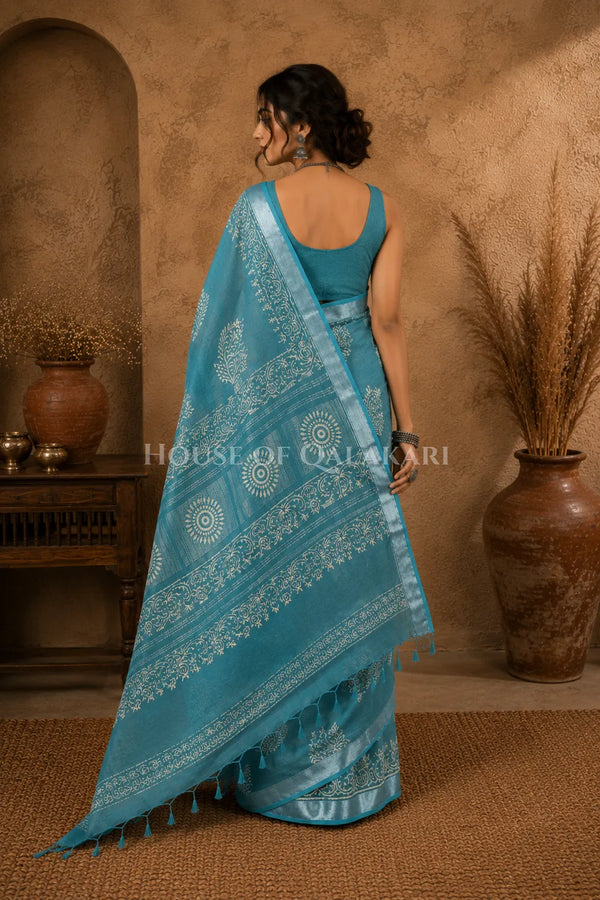 linen cotton saree 497 back pose