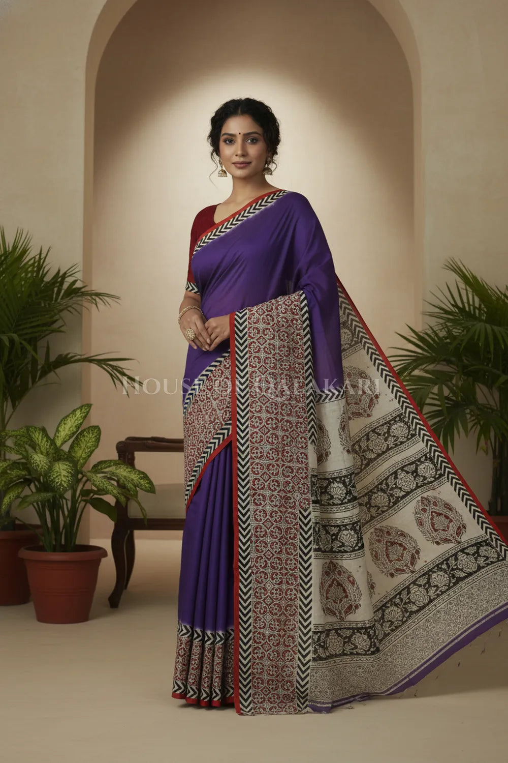 chennuri silk kalamkari saree 0449 front pose