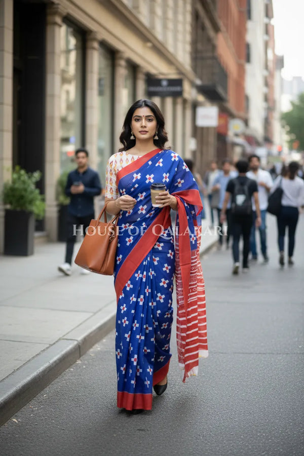 mulmul cotton bagru saree 404 outdoor pose