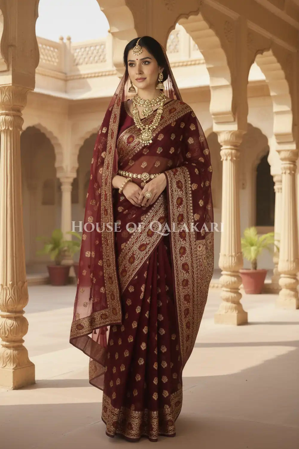 Khaddi Georget Silk Saree Bridal Pose