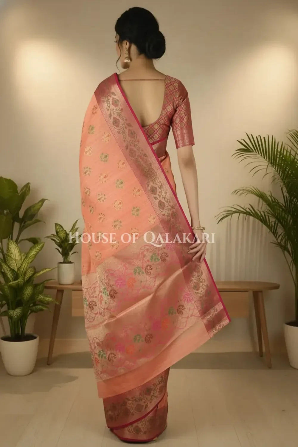 Cotton Saree back pose