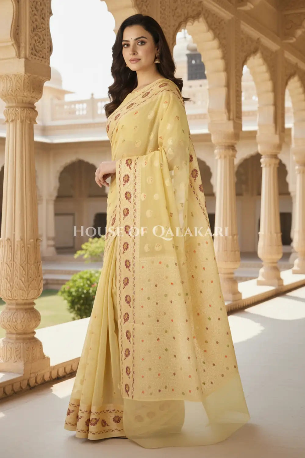 Khaddi Georget Silk Saree Side Pose