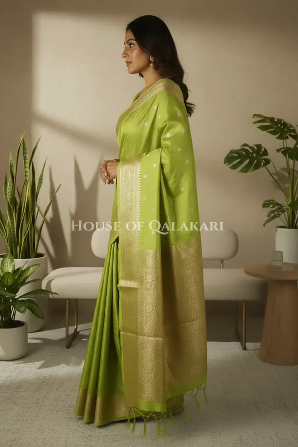 Mushroom silk Saree side pose