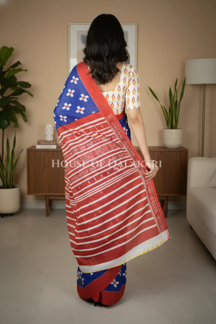 mulmul cotton bagru saree 404 back pose