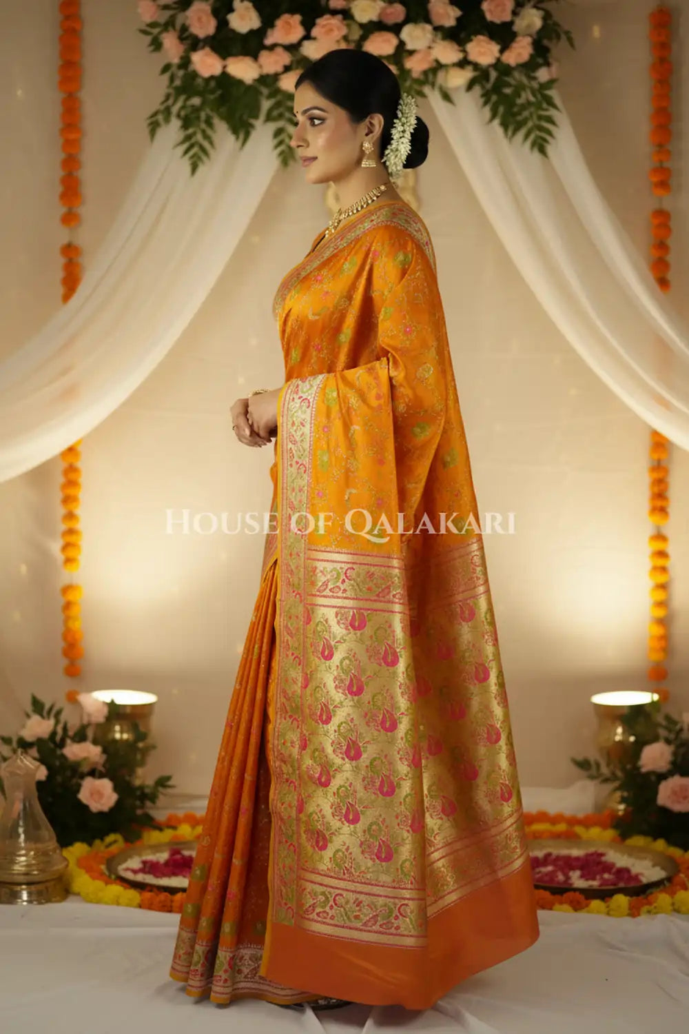 Satan Silk Saree side pose