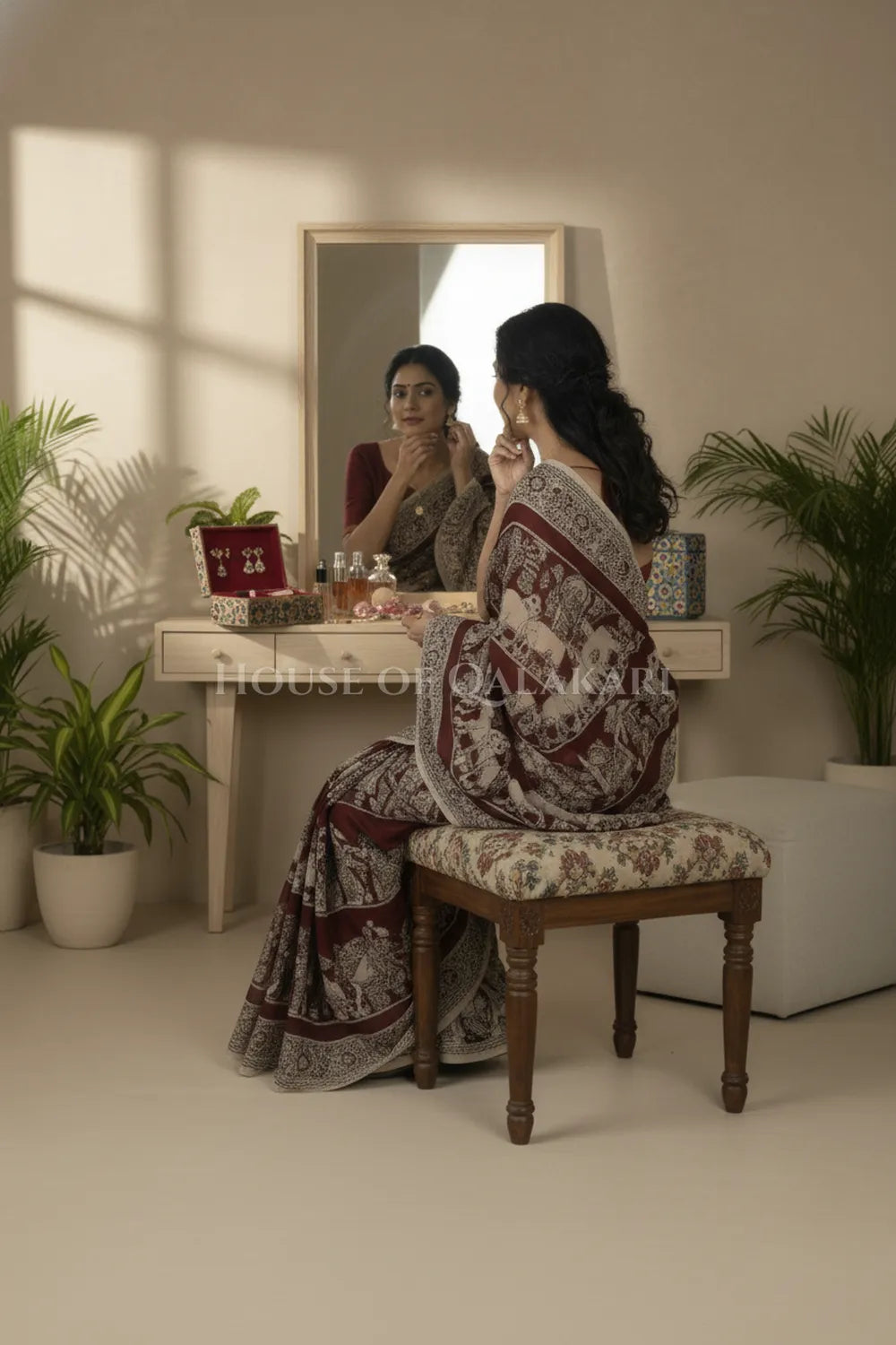 cotton kalamkari saree 0461 outdoor pose